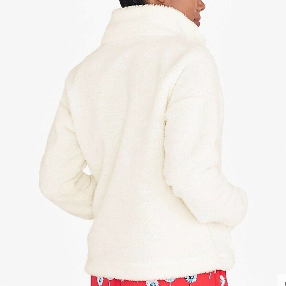 J. Crew Factory Sherpa Pullover Quarter Zip White Fleece Shirt XXL New - Picture 7 of 8